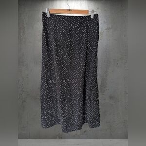 SHEIN Black Midi Skirt with White Polka Dots